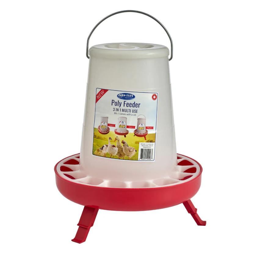 FARM TUFF 3-IN-1 FEEDER W LEGS POLY 8LB