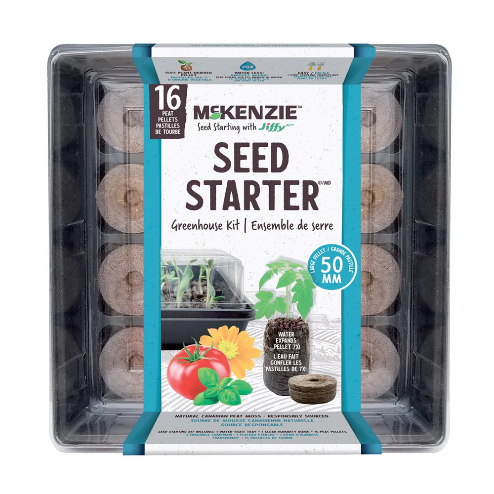 MCKENZIE SEED STARTER GREENHOUSE KIT FOR TOMATO & VEG 16x50MM (16 CELL)