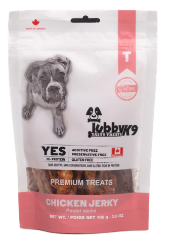 TUBBY K9 DEHYDRATED CHICKEN JERKY 100G