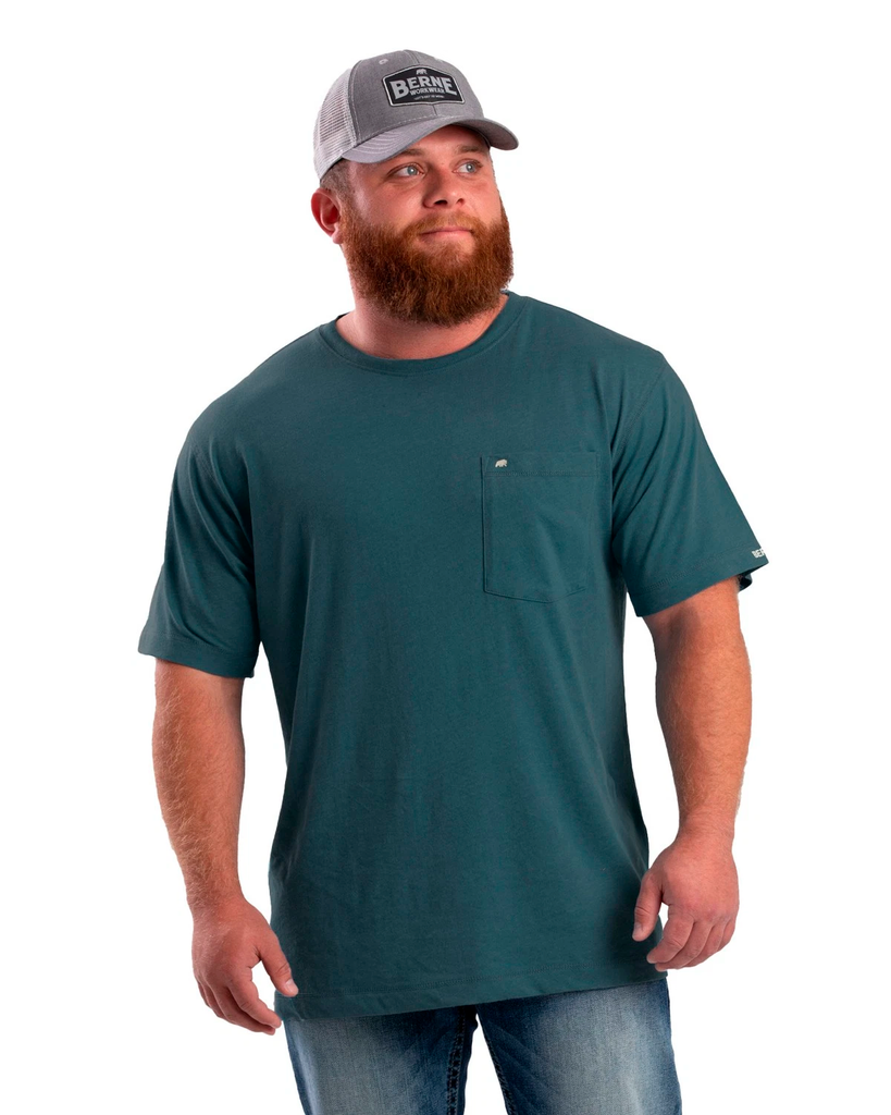 BERNE MENS PERFORMANCE SHORT SLEEVE POCKET TEE TAPESTRY BLUE (S)