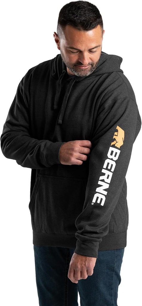 BERNE MENS SIGNATURE SLEEVE HOODED PULLOVER BLACK (XL)