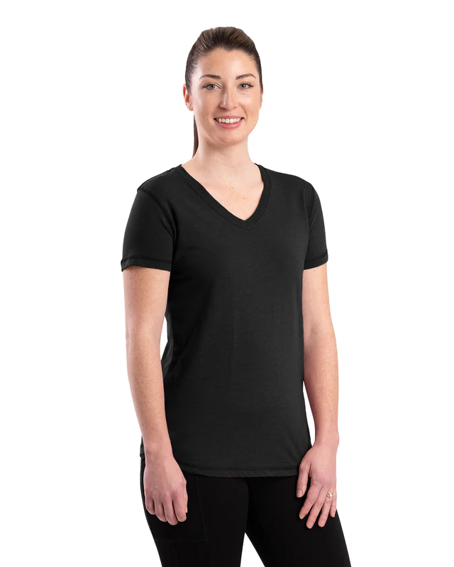 DV - BERNE WOMENS PERFORMANCE V-NECK SHORT SLEEVE TEE BLACK (M)