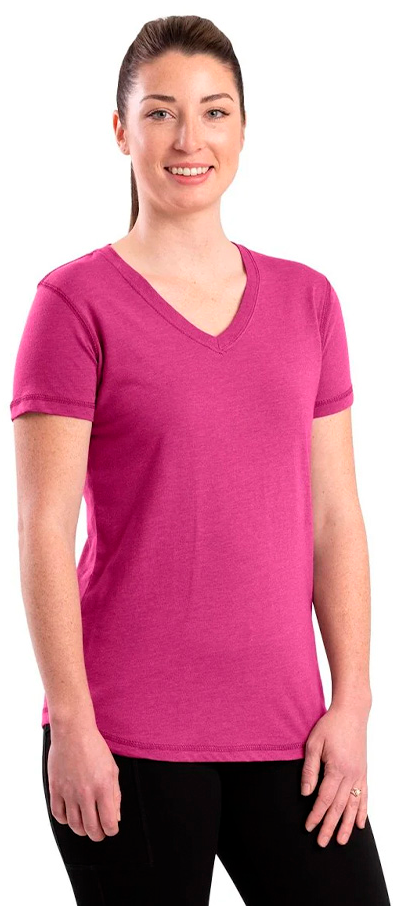 BERNE WOMENS PERFORMANCE V-NECK SHORT SLEEVE TEE LIGHT MAGENTA (L)