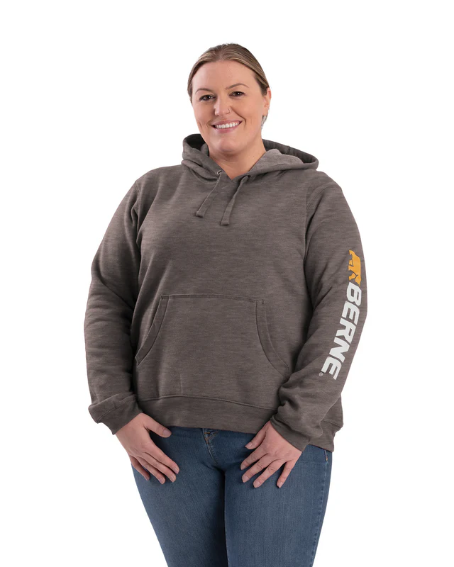 BERNE WOMENS SIGNATURE SLEEVE HOODED PULLOVER GRAPHITE (XL)