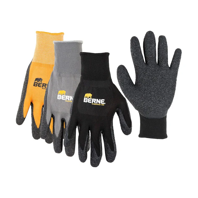 BERNE QUICK GRIP GLOVE BLACK (L)(3PK)