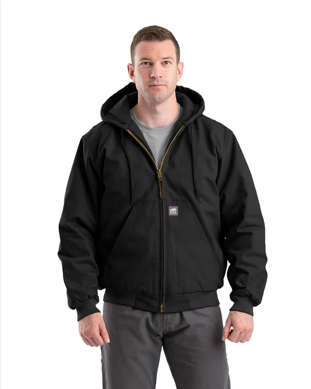 BERNE MENS HERITAGE DUCK HOODED ACTIVE JACKET BLACK (XL)
