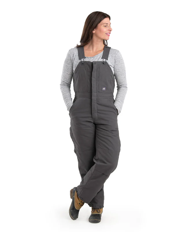 BERNE WOMENS SOFTSTONE DUCK INSULATED BIB OVERALL TITANIUM (2XL)