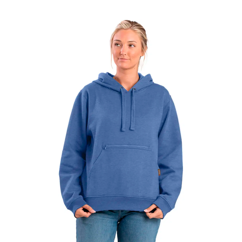 BERNE WOMENS HERITAGE ZIPPERED POCKET HOODED SWEATSHIRT DUSTED NAVY (L)