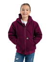 BERNE YOUTH HIGHLAND SOFTSTONE DUCK HOODED JACKET PLUM (XL)