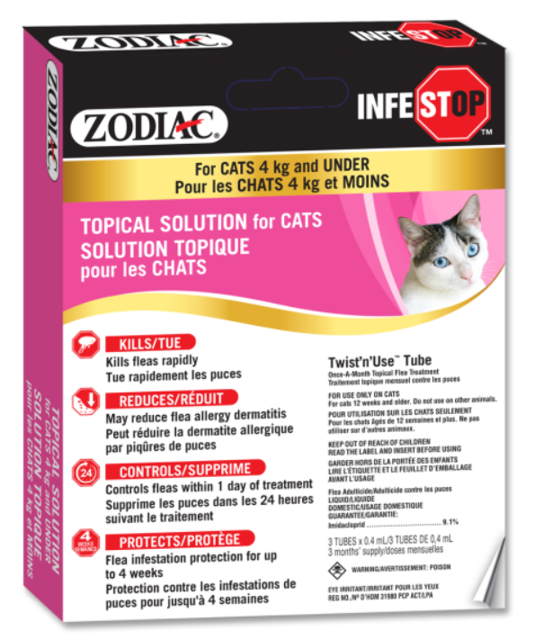 ZODIAC CAT INFESTOP UNDER 4KG