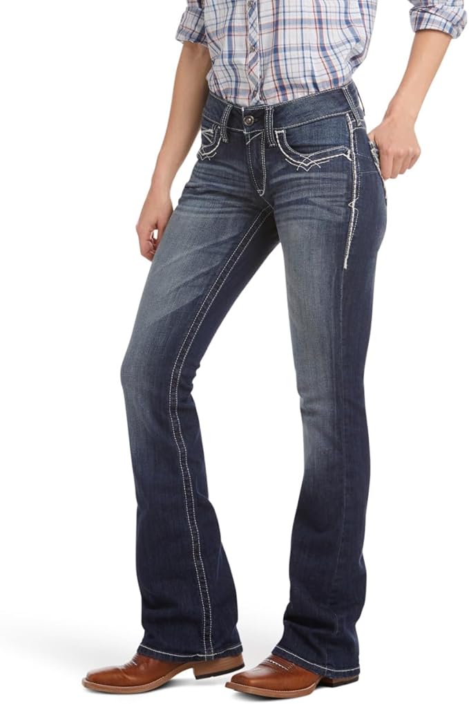 ARIAT WOMENS MIDRISE BOOTCUT JEAN R.E.A.L. ENTWINED MARINE 30 XL