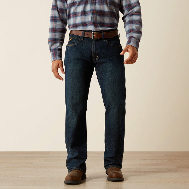 ARIAT MENS M5 REBAR STRAIGHT LEG JEAN DURASTRETCH BLKSTN 32 34