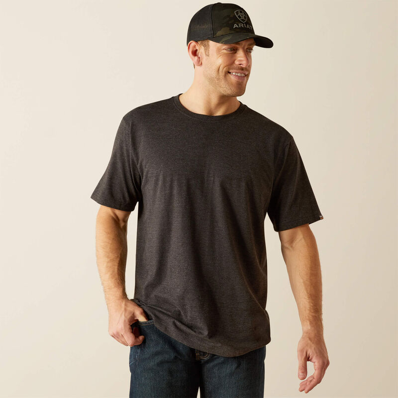 DR - ARIAT MENS REBAR COTTON STRONG T-SHIRT CHRCL HTHR SML