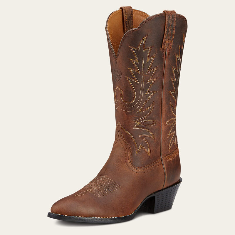 ARIAT WOMENS WESTERN BOOT R TOE HERITAGE DISTRESSED BRWN 6