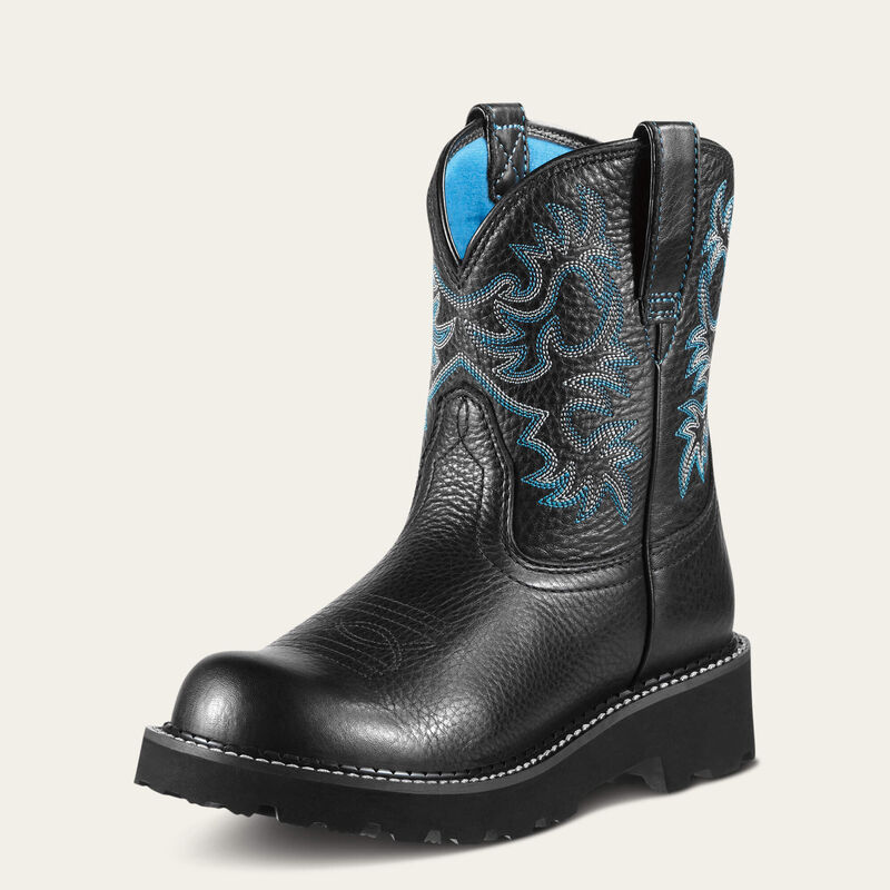 ARIAT WOMENS WESTERN BOOT FATBABY II BLK DEERTAN 10