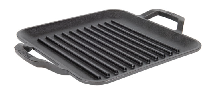 LODGE CHEF COLLECTION SQUARE CAST IRON GRILL PAN 11" BLACK