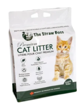 STRAW BOSS CLUMPING NATURAL CAT LITTER PREMIUM 12LB