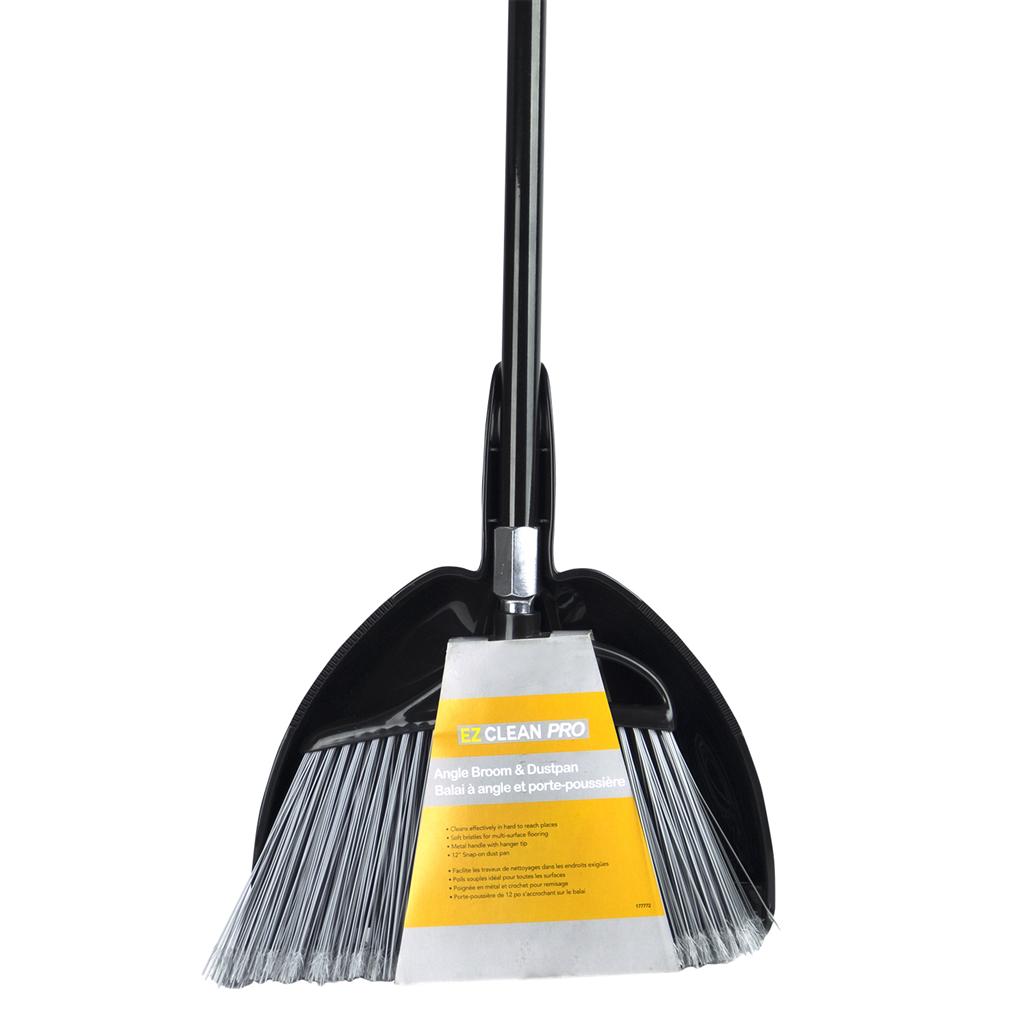 EZ CLEAN PRO ANGLE BROOM 12" METAL HANDLE & DUSTAPN