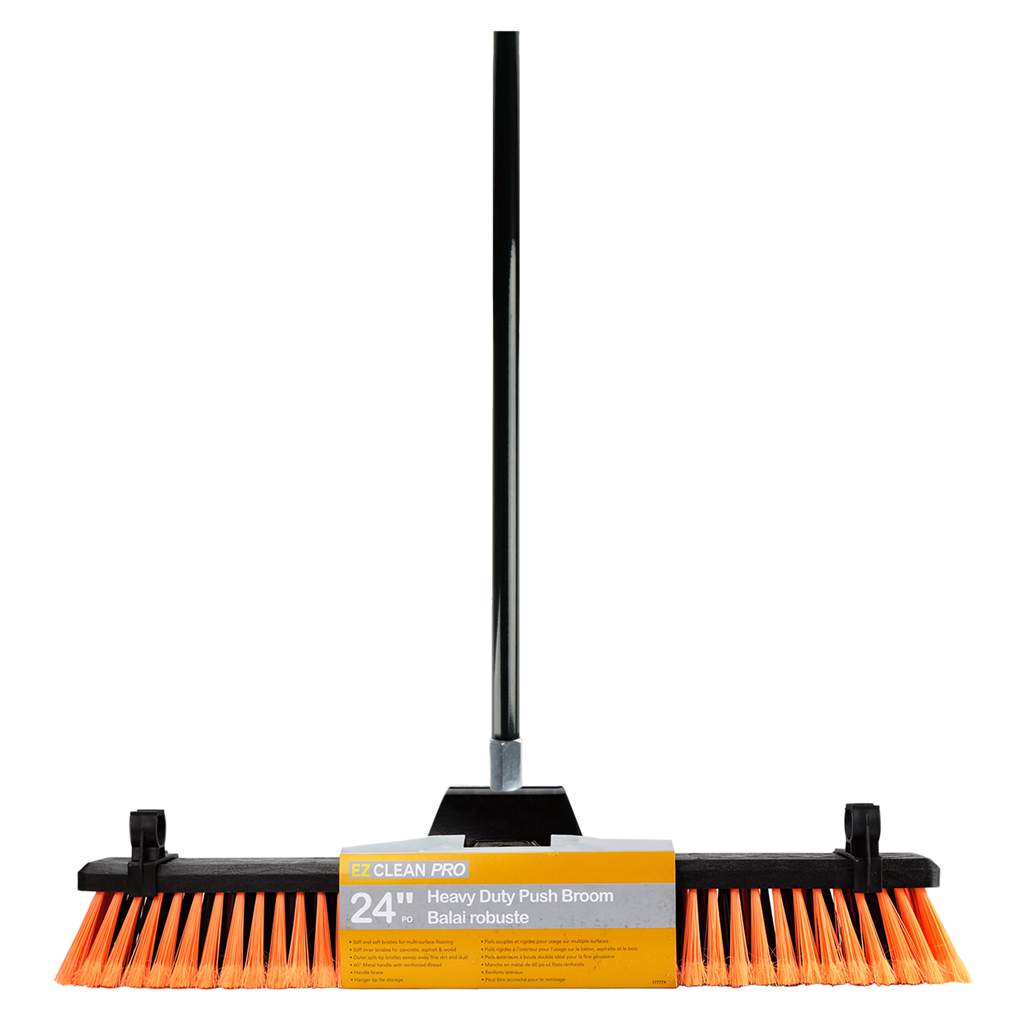 EZ CLEAN PRO PUSH BROOM HEAVY DUTY 24" & METAL HANDLE