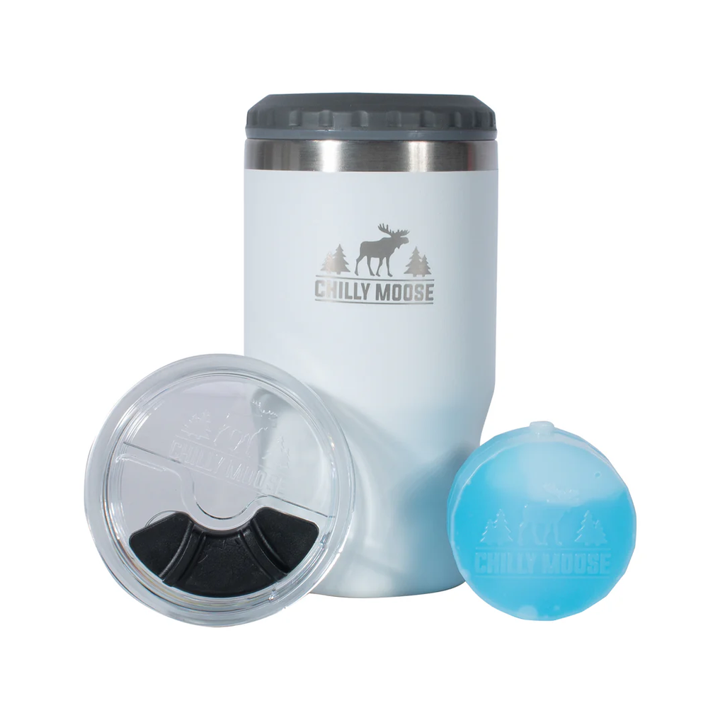 CHILLY MOOSE BRENT 5-IN-1 INSULATOR & TUMBLER 410ML FROST WHITE