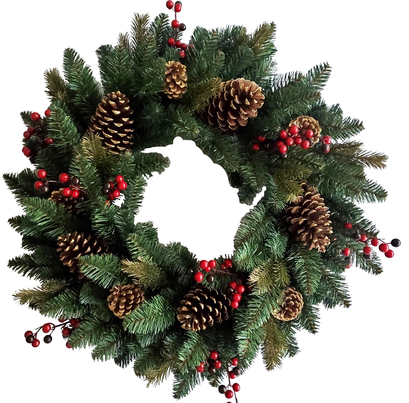 HOMETOWN HOLIDAYS CONE &amp; RED BERRY WREATH 30"