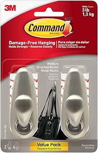 COMMAND FC12-BN-C METAL HOOK BRUSH NICKEL