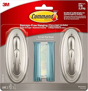 COMMAND 17053BN-C DECORATIVE HOOK METAL LARGE BRUSH NICKEL