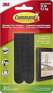 COMMAND 17206BLK-C PICTURE HANGING STRIPS LARGE BLACK