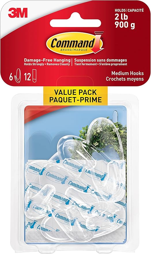 COMMAND 17091CLRC-VP PLASTIC HOOK MEDIUM CLEAR