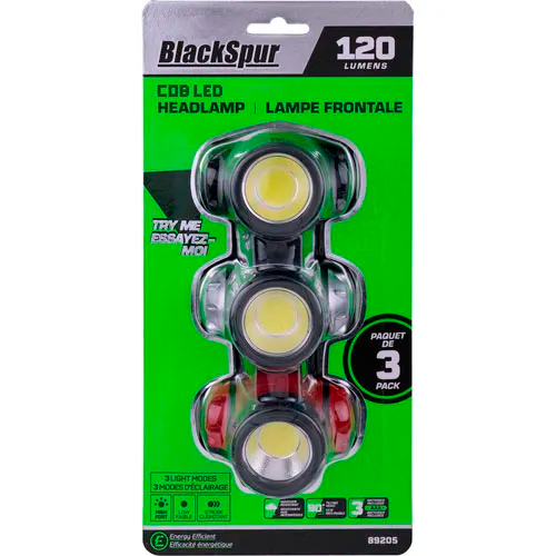 BLACKSPUR COMPACT HEADLAMP COB LED 250L (3PK)