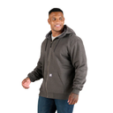 BERNE MENS GRID FLEECE-LINED FULL ZIP HOODED SWEATSHIRT GRAPHITE (L)