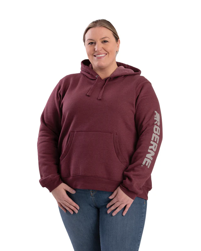 BERNE WOMENS SIGNATURE SLEEVE HOODED PULLOVER SANGRIA (S)