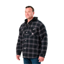 BERNE MENS QUILT-LINED HOODED SHIRT JACKET PLAID STEEL BLACK (L)