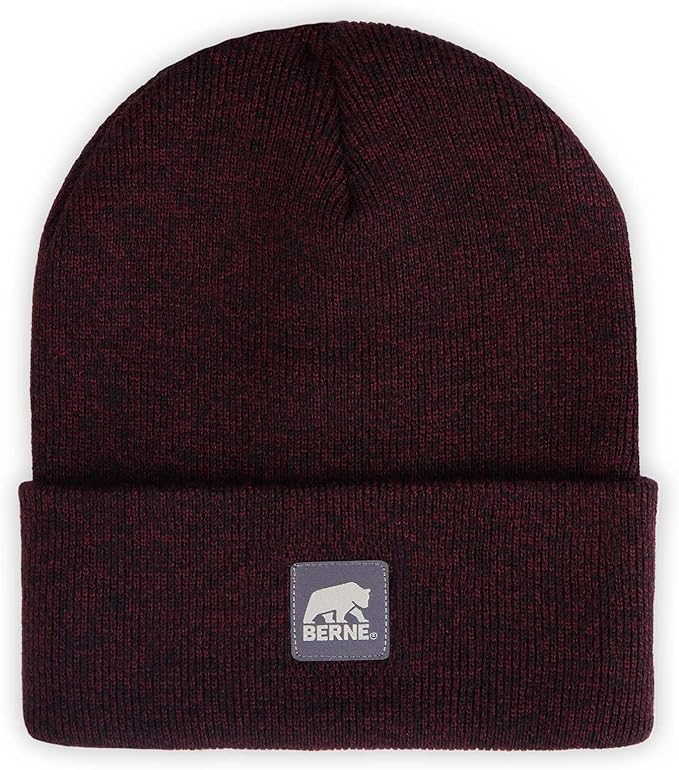 BERNE HERITAGE KNIT CUFF BEANIE MAROON BLACK (OS)
