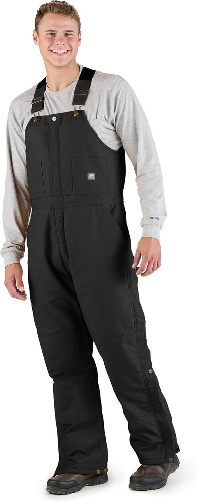 BERNE MENS HERITAGE INSULATED DUCK BIB OVERALL BLACK (2XL)