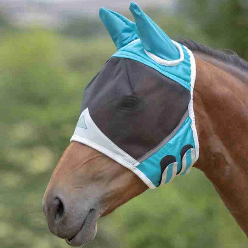 SHIRES FLY MASK FINE MESH W EARS SMALL PONY SKY BLUE (6662)