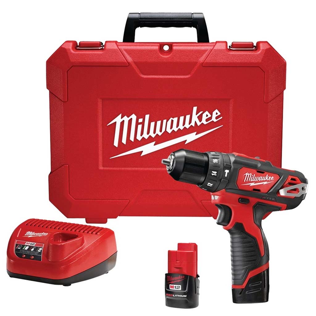 MILWAUKEE HAMMER DRILL/DRIVER KIT 12V 3/8" CHUCK 