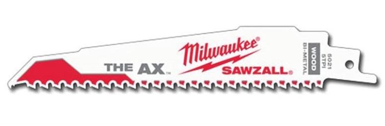 MILWAUKEE THE AX SAWZALL BLADE 1&quot;W X 6&quot;L, 5TPI, 5PK