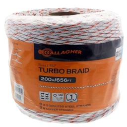 [10035836] GALLAGHER TURBO EQUIBRAID WHITE 3/8 200M