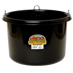 [10037698] MILLER FEED TUB PLASTIC ROUND W/HOOKS 8GAL BLACK P800