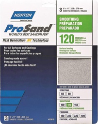 [10042220] NORTON PROSAND SANDPAPER, 120 MED GRIT, 3 SHEETS