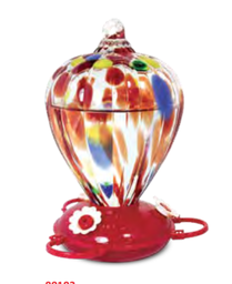[166-881830] DMB - PINEBUSH ART GLASS HUMMINGBIRD FEEDER RED BALLOON