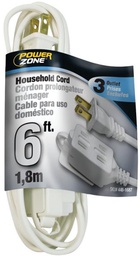 [10052136] POWERZONE EXTENSION CORD INDOOR HOUSEHOLD 6FT 3 OUTLET WHITE