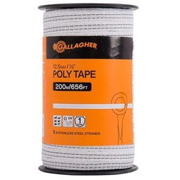 [10052228] GALLAGHER 12.5MM POLY TAPE WHITE 200M
