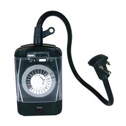 [10057104] POWERZONE TIMER OUTDOOR 24HR W/ CLR WEATHER GAURD BLK TNO24111