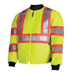 [10058922] DMB - WORK KING HIVIS QUILTED TRUCKER REG FLOURESCENT GREEN LRG