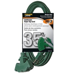 [10060136] POWERZONE EXTENSION CORD 3 OUTLET, GREEN 16 AWG 35'L