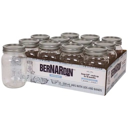 [10072556] BERNARDIN MASON JAR 500ML REGULAR MOUTH W/ LIDS (12PK)