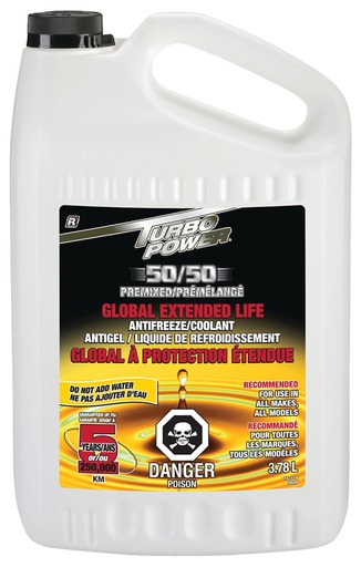 [10073922] TURBO POWER ANTIFREEZE/COOLANT 50/50 PREMIX GLOBAL EXTENDED LIFE 3.78L