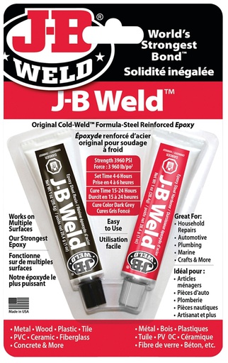 [10074418] J-B WELD EPOXY ORIGINAL TWIN TUBE DARK GREY 2OZ
